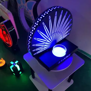 Factory Hot Sales Customized Logo Fan-shape Blue Led Light Bottle Glorifier Led Bottle Presenter For Bar Night Club