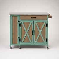 Chariot de bar extérieur vert menthe avec plateau en acier inoxydable et porte-bouteilles, chariot de service roulant pour patio, idéal pour les barbecues et les fêtes en extérieur