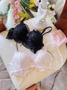 Japanese Style Women's Thin Strap Lace Anti-Sagging Push-Up Bra &amp; Brief Sets Sweet Pure Desire Collection for <strong>Small</strong> <strong>Chest</strong> - Product Image 2