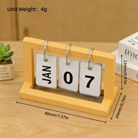 Mini calendrier de bureau en bois personnalisé, affichage de la date perpétuelle, support décoratif pour bureau et maison, accessoire de simulation