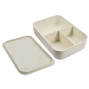 Hot Sales Wieder verwendbare umwelt freundliche Bambus faser Auslaufs icherer stapelbarer Lebensmittel behälter 3-fach Lunchbox