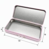 Boîte en métal rectangulaire rose personnalisée avec mécanisme d'ouverture à bouton-poussoir, étui métallique pour emballage de bonbons à la menthe, vente en gros