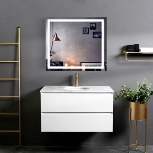 Meuble-lavabo de salle de bain de luxe de style antique, fait main, en marbre, avec veinage de pierre naturelle unique, sur pied, résistant à l'eau, OEM - Product Image 1