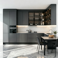 Armário de Cozinha Moderno Italiano Personalizado de Luxo Minimalista Ecológico com Acabamento de Alto Brilho e Sem Puxadores