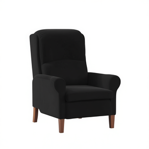 Poltrona in Velluto Nero, Sedia Moderna per Soggiorno con Gambe in Legno, Design Elegante, Seduta Morbida, Arredamento per la Casa - Product Image 1