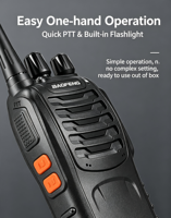 Radio bidirectionnelle portable UHF cryptée longue portée 888S A08C 430-440 MHz pour la sécurité des entrepôts et des hôtels