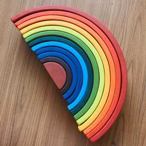 Blocs de construction <span class=keywords><strong>en</strong></span> bois massif <span class=keywords><strong>arc</strong></span>-<span class=keywords><strong>en</strong></span>-<span class=keywords><strong>ciel</strong></span> pour enfants, 12 couleurs, ensemble de blocs éducatifs pour les enfants de 0 à 24 mois, jouets empilables, marque Xc - Product Image 3