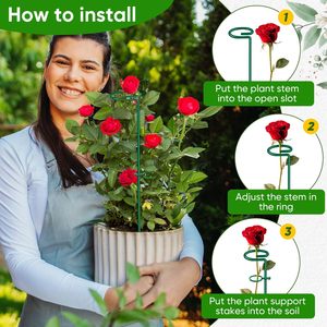 Support de plante à tige unique Supports d'anneaux en fil métallique Support en métal vert pour tomates orchidées <span class=keywords><strong>Amaryllis</strong></span> Lily Rose utilisées avec de l'herbe - Product Image 5