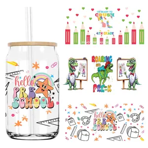 Retour à l'école <span class=keywords><strong>maternelle</strong></span> 16OZ UV DTF tasse Wrap transferts autocollants <span class=keywords><strong>étiquettes</strong></span> personnalisées bricolage Logo étanche pour Libbey verre peut - Product Image 1