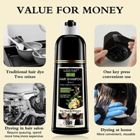 Shampoo colorant capillaire noir rapide, couvre les cheveux gris, nettoie, nourrit, répare la couleur des cheveux en cinq minutes, formule sûre, restaure la couleur naturelle des cheveux