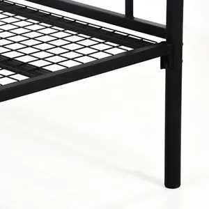 Plataforma Queen de metal moderna com ripas de aço, cama de casal, desenho duplo