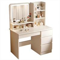 Coiffeuse tendance personnalisée en bois MDF avec miroir LED pour chambre à coucher, style simple et minimaliste pour filles et femmes
