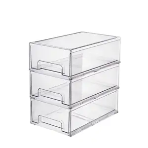 Transparent Drawer Type Storage Box Bin Desktop Organizer Office Stationery Cosmetics Underwear Socks Storage Container 3 Pack