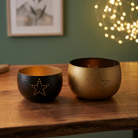 Support de bougie en fer imperméable à l'eau avec motif d'étoiles dorées et noires pour la décoration de la maison pour Noël et la Saint-Valentin