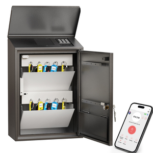 Boîte <span class=keywords><strong>à</strong></span> <span class=keywords><strong>clés</strong></span> intelligente WeHere <span class=keywords><strong>avec</strong></span> fonction de livraison automatique, <span class=keywords><strong>armoire</strong></span> <span class=keywords><strong>à</strong></span> <span class=keywords><strong>clés</strong></span> 10 <span class=keywords><strong>clés</strong></span> <span class=keywords><strong>avec</strong></span> compartiment de récupération, accès par application Bluetooth et codes d'accès - Product Image 1