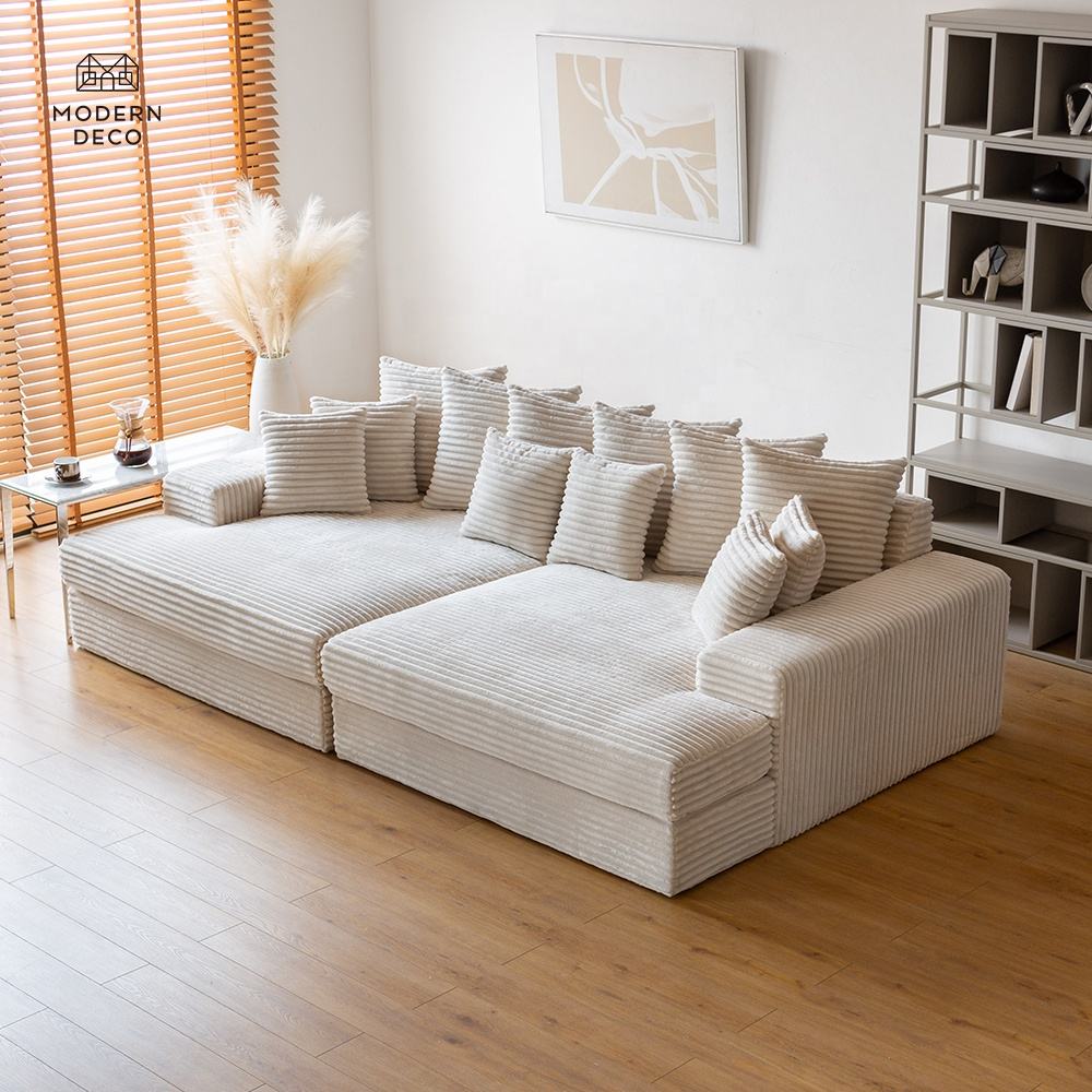 New Luxury Corduroy Lounge Couch Deep Seat Oversized Sofa for Living Room  Ultra-Comfortable Chaise Longue Furniture