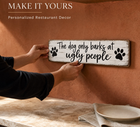 Affiche publicitaire murale personnalisée pour restaurant, logo rétro en fer 10x40cm, impression UV, pour la décoration de la maison et des restaurants
