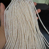 Perles semi-finies en perles d'eau douce naturelles presque rondes de 4,8-5 mm, légères imperfections pour le bricolage, 39 cm de long avec environ 78 perles