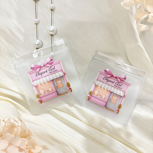 Sac à fermeture éclair en EVA transparent givré, pochette à bijoux en PVC, mini-scelleuse, sacs cadeaux personnalisés avec fermeture éclair pour les petites entreprises de bijoux - Product Image 5