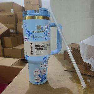 Tazza Termica Personalizzata da 40oz con Cannuccia, <span class=keywords><strong>Serie</strong></span> Floreale Stampata in 3D, Manico a Doppio Strato, Tazza da Viaggio in Acciaio Inox 304 - Product Image 6