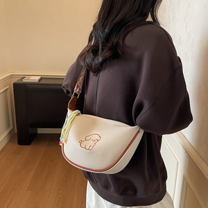 Brown Genuine Leather Crossbody <strong>Bag</strong> For Women Cute Puppy Print, Adjustable Strap, Classic Everyday Purse - Product Image 5