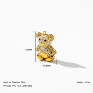 YF9017 Breloques Éléphant Koala Serpent en Acier Inoxydable 316L Plaqué Or PVD 18K Étanche avec Micro-Pavé de Zircons pour Bijoux DIY - Product Image 6