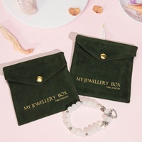 Haut de gamme Faux daim bijoux enveloppe sac Logo personnalisé imprimé petit velours bijoux carte boucle d'oreille anneau collier pochette à bijoux
