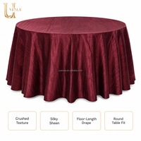 Nappe ronde en taffetas froissé Uvenue, longueur au sol, pour mariage, banquet, événement, fête, décoration de table