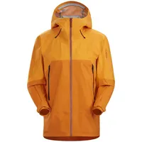 Unisex orange waterproof hooded hardshell ski hiking jackets outdoor