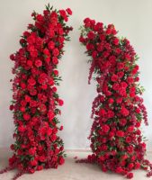 Arco Floral de Lujo Color Borgoña para Bodas, Arco de Flores de Seda para Decoración de Eventos y Fiestas