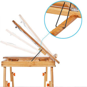 대나무 노트북 책상 조정 가능한 휴대용 아침 식사 서빙 침대 트레이 다기능 테이블 기울기 상단 보관 서랍 - Product Image 4