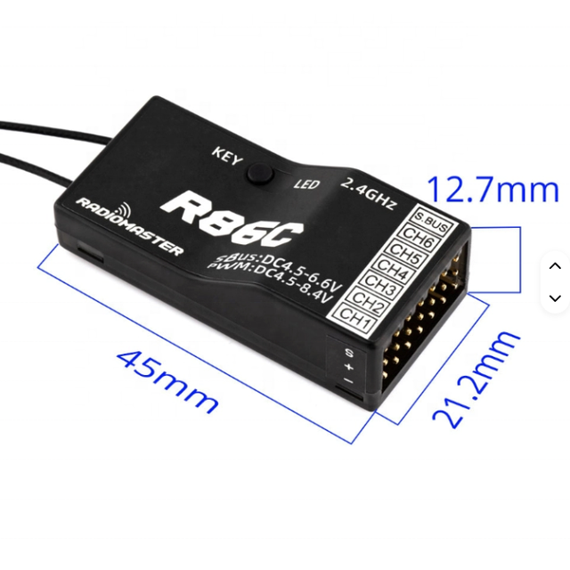 Radiomaster Multi-Protocol Receiver for RC FPV Drones 4CH 6CH 8CH SBUS RSSI FRSKY D16 TX16S SE R81 R84 R86 R86C R88 Plastic
