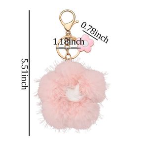 Llavero de Peluche con Forma de Flor, Bonito y de Alta Calidad, Juguete Personalizado, Pompones de Peluche, Llavero de Flor de Cerezo para Mujer - Product Image 4