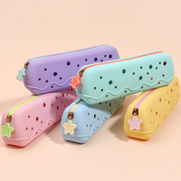 Fournisseur en gros d'étuis à crayons en silicone pour enfants, portables, avec fermeture à glissière, pour les voyages, sacs de papeterie multifonctionnels