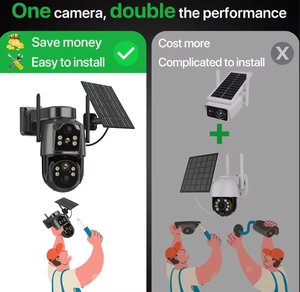 กล้องวงจรปิดพลังงานแสงอาทิตย์ความละเอียดสูงเต็ม HD 4MP กล้องโดมไร้สายแบตเตอรี่ไร้สายมี4X ซูมดิจิตอลซูมได้สองทาง - Product Image 4