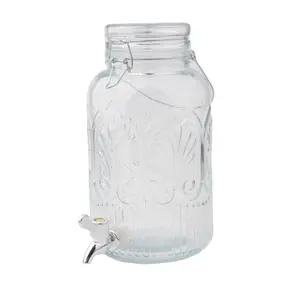 广口巨大的玻璃水罐1加仑饮料玻璃梅森罐果汁分配器冰箱水果输液罐