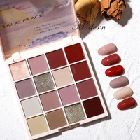 Palette de Gel Solide pour Nail Art 16 Couleurs UV/LED, Vernis Laque Professionnel, Kit d'Outils de Décoration pour Salon, 1 Autocollant à Tremper pour Ongles