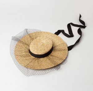 CLN612601 Sombreros de Paja de Trigo al por Mayor con Ala Ancha y Velo para Mujer, Sombrero de Playa, Sombrero Turístico, Sombrero para el Sol - Product Image 2