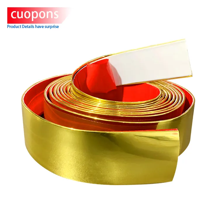 Toco Industrial U Shaped Pvc Melamine Abs Mdf 3d Dual Colour Acrylic Metal Golden Edge Banding Tape For Furniture 2mm 35mm 40mm