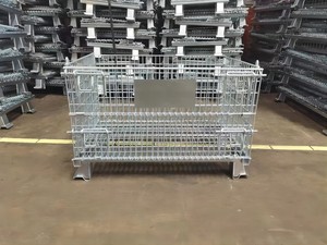 High Security 1200*1000 Collapsible Outdoor Foldable Warehouse Metal Steel <b>Stackable</b> Iron Galvanized Roll <b>Wire</b> Mesh Container St - Product Image 3