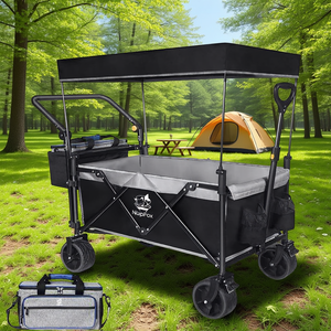Chariot pliable NapFox avec roues tout-terrain de 4 pouces, auvent amovible, cadre en aluminium pour le camping et les courses - Product Image 2
