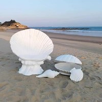 Statue d'animaux marins simulés artisanaux en résine de grande taille-Pingouin requin et coquille chaise conque pour décorations extérieures