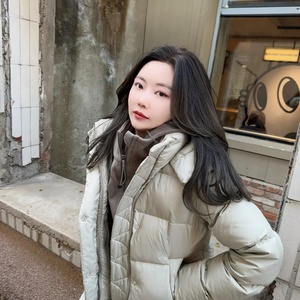 Winter Wunder Puff 5 Check Down Bubble <b>Jacket</b> White Goose Down Fitness Lulu Yoga Wear Loose Coat With Detachable Hood - Product Image 5