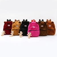 Sac à dos en peluche ours en peluche mignon en gros, personnalisé, doux, en fourrure, motif animal de dessin animé, pour la maternelle et les tout-petits, multicolore