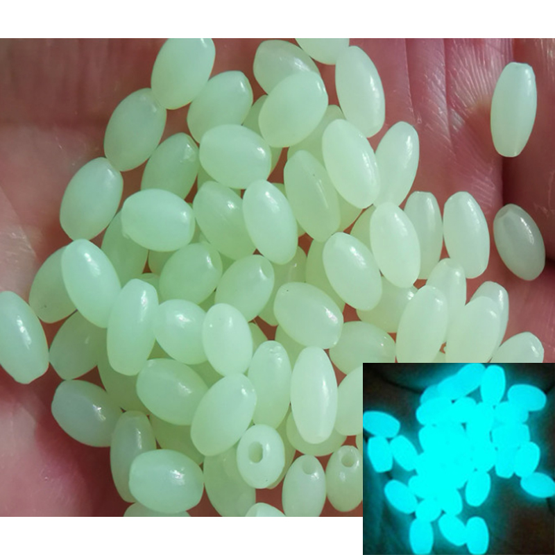 Упаковка на заказ, 100 шт. в упаковке, светящиеся в темноте, синие, зеленые пластиковые приманки, поплавок, рыбалка, овальная форма яйца, бисер, снасти, аксессуары