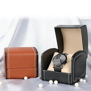 Boîte à montres en cuir PU de luxe, étui de rangement avec logo PU, emballage noir, boîte à montres, boîte de rangement pour bijoux et bracelets - Product Image 2