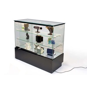 Vetrina <span class=keywords><strong>nera</strong></span> dell'esposizione dei gioielli del pavimento di vetro di legno della gioielleria di lusso al dettaglio con la serratura - Product Image 2