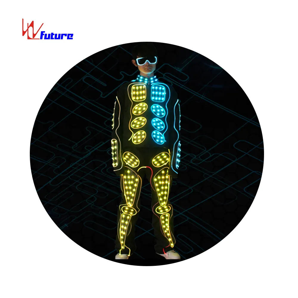 Costume à LED de haute qualité pour enfants, ensemble de vêtements de danse pour garçons personnalisés avec lunettes