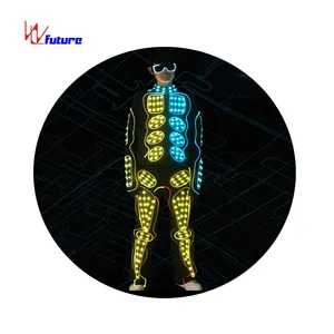 Hoge Kwaliteit Led Light Up Pak Kostuum Met Bril, Custom Jongens Dans Kleding Sets Zwart Aangepaste Volwassenen Lichtgevende 1 Stuk T/T