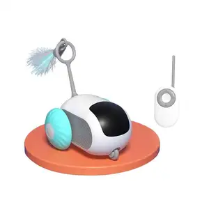 Funny Smart Gravity Remote Control Electric Interact Teaser Rotate Cat Toy with Feathers